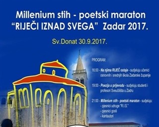 Sveučilište u Zadru sudjeluje  u Millenium stih – poetski maraton "RIJEČI IZNAD SVEGA"